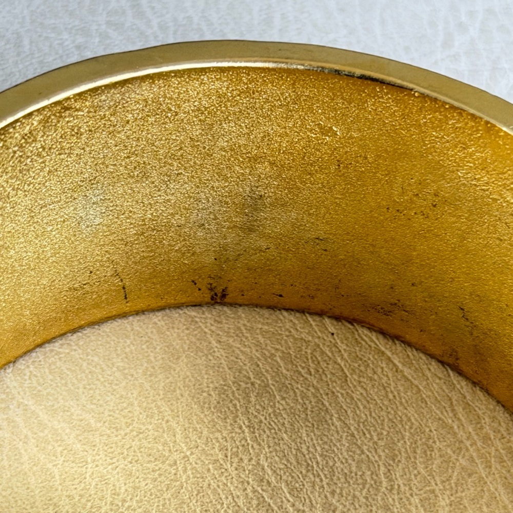 Karl Lagerfeld 80s Vintage Pink Enamel Gold Logo Letters Bangle Bracelet 8” - Picture 10 of 17